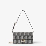 FENDI Wallet On Chain Baguette Dark blue denim-effect FF jacquard wallet